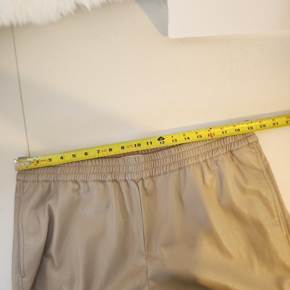 Aritzia Babaton Zedel Pants Beige Faux Leather Joggers 2XL Minimalist High Waist - Picture 10 of 13